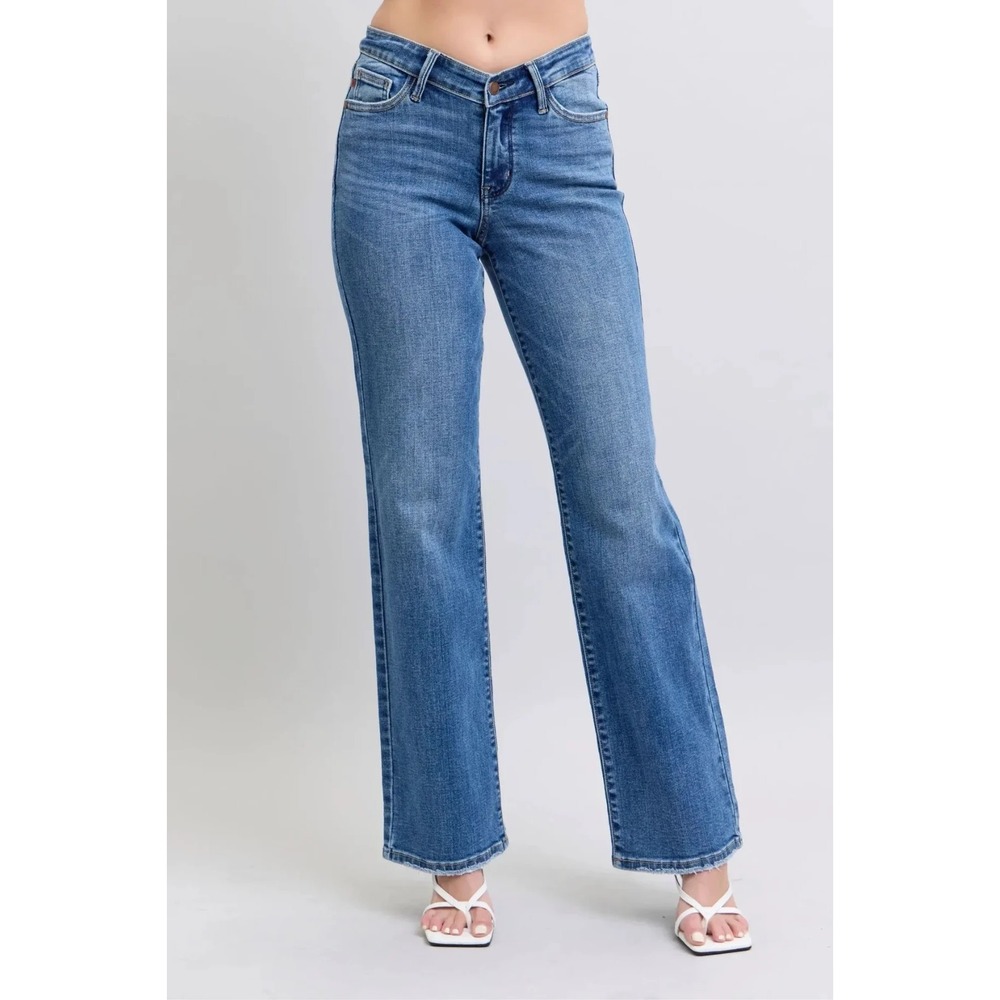Judy Blue Jeans 90s Straight Leg V-Front Sz 29 / 9 Medium Wash Stretch Mid Rise
